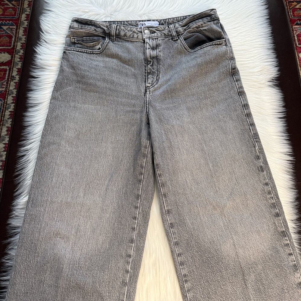 Zara Gray Wide Leg High Rise Jeans - Picture 3 of 7